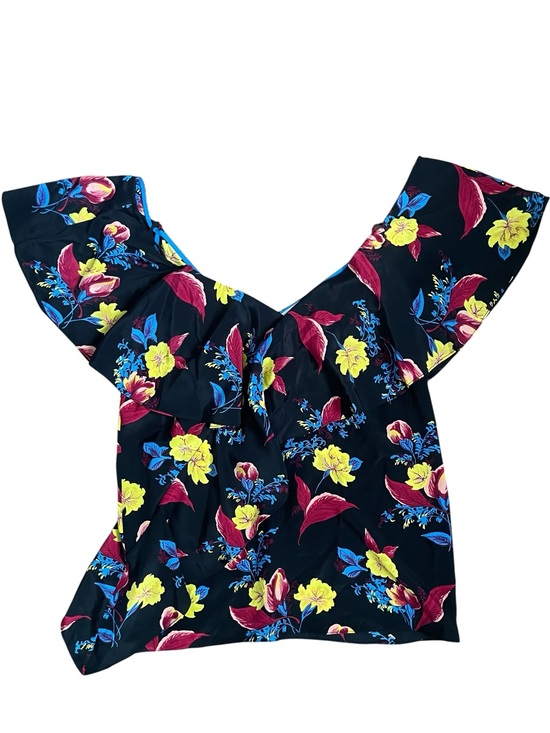 Diane Von Furstenberg Tops - Diane Von Furstenberg Black Off-Shoulder Top with Yellow & Red Floral Print